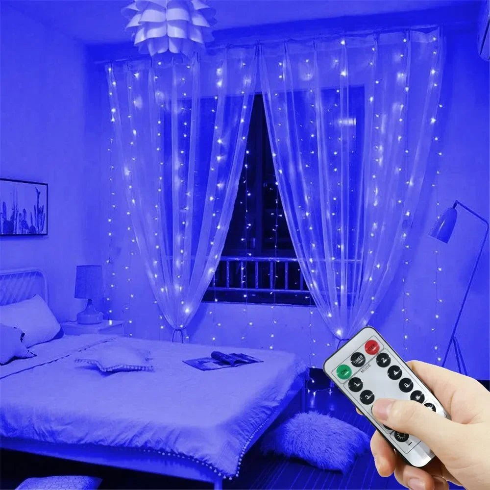 New Year 2026 Holiday Party Birthday Decoration LED 8 Mode Christmas Light USB Curtain String Light Wed ding Fairy Light Navidad