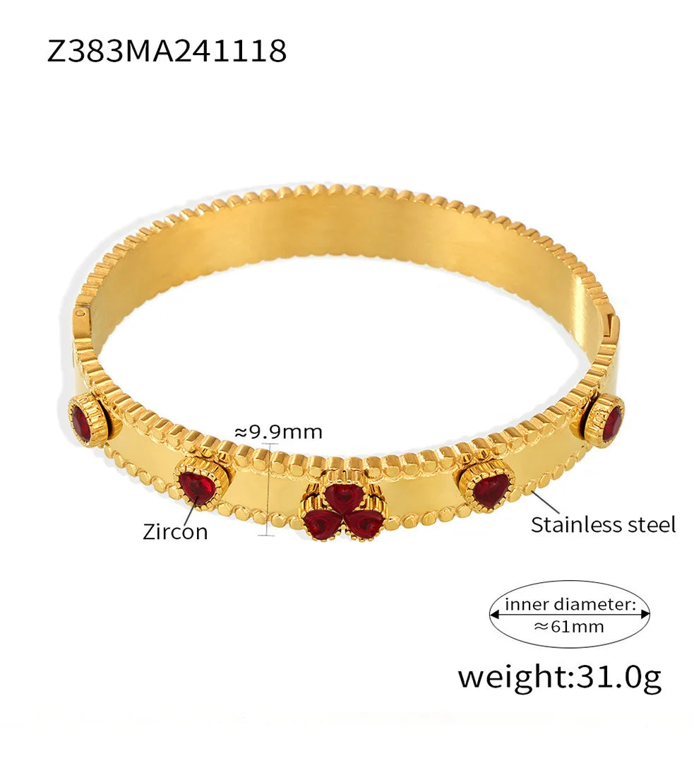 Women's Bracelet Gear Buckle Inlaid with Love Zircon Stainless Steel Fashion Versatile Jewelry Accessories