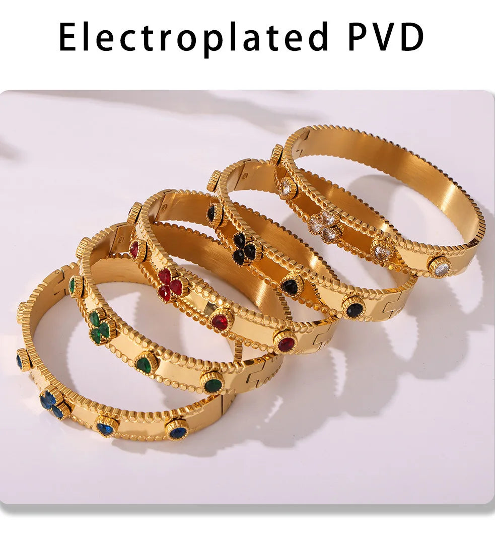 Women's Bracelet Gear Buckle Inlaid with Love Zircon Stainless Steel Fashion Versatile Jewelry Accessories