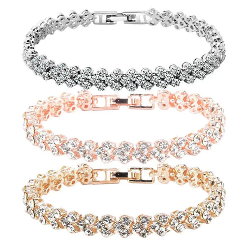 Elegant Bracelet for Women Chain Cubic Zircon Rhinestone Shiny Inlaid Bangle Bracelet Gifts