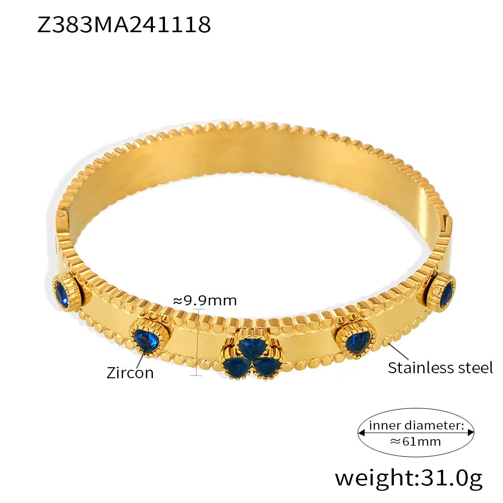 Women's Bracelet Gear Buckle Inlaid with Love Zircon Stainless Steel Fashion Versatile Jewelry Accessories