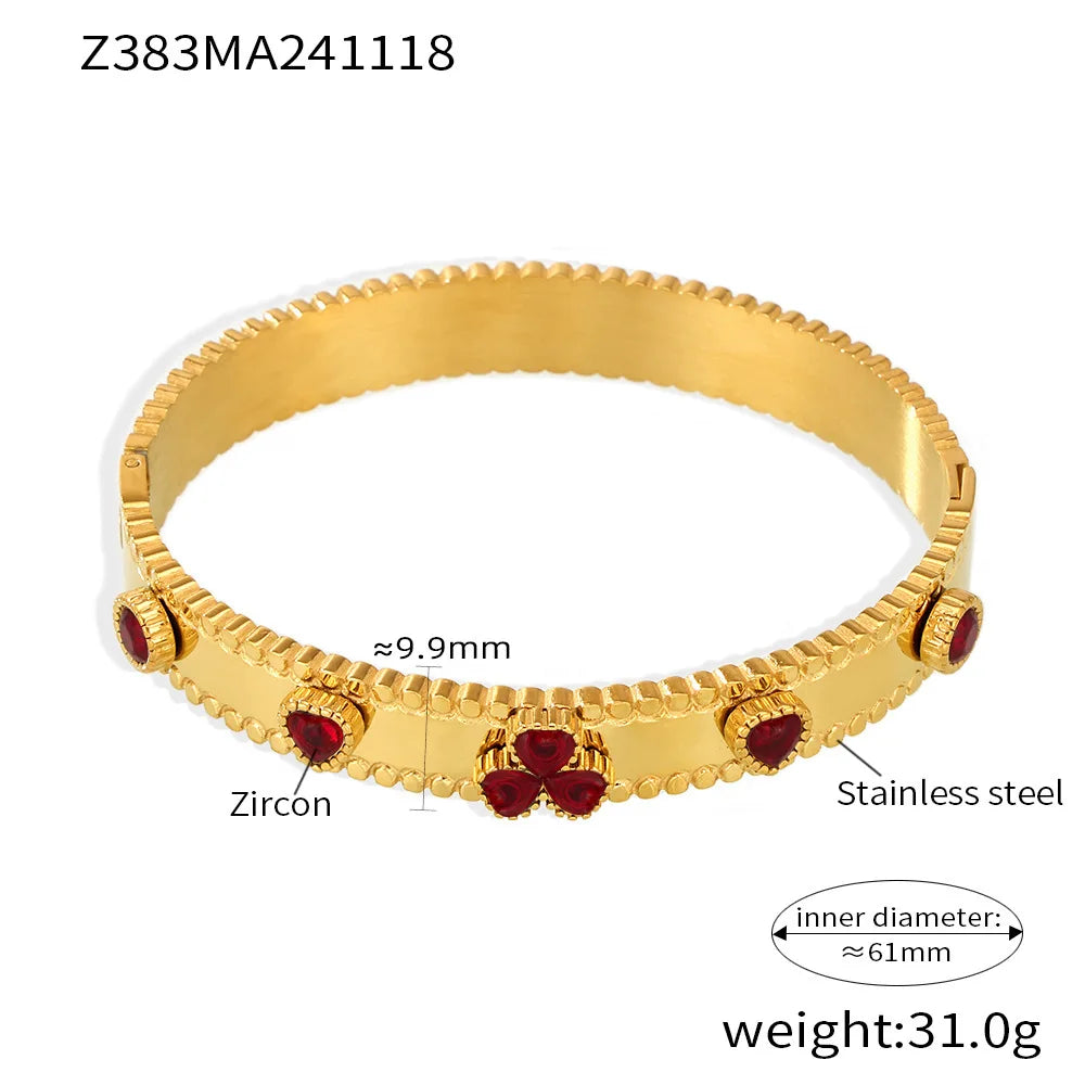 Women's Bracelet Gear Buckle Inlaid with Love Zircon Stainless Steel Fashion Versatile Jewelry Accessories