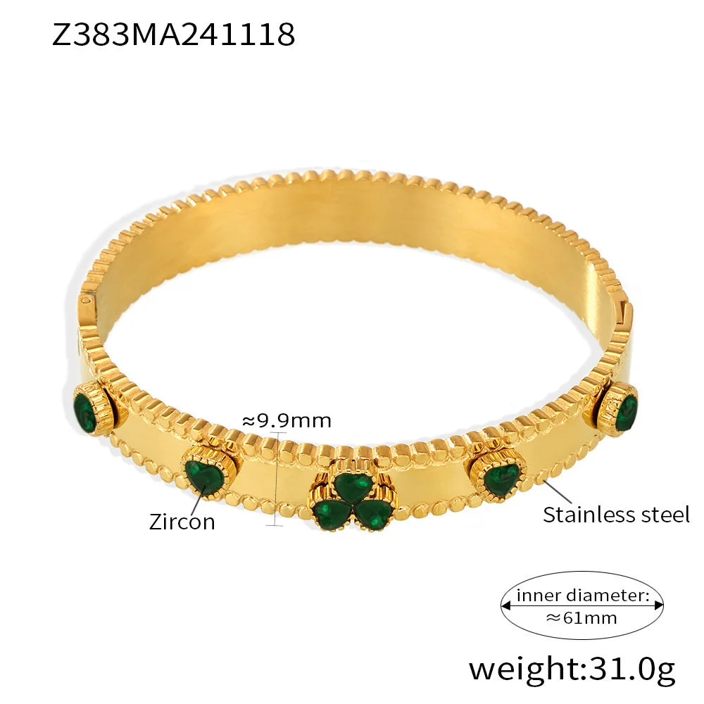 Women's Bracelet Gear Buckle Inlaid with Love Zircon Stainless Steel Fashion Versatile Jewelry Accessories
