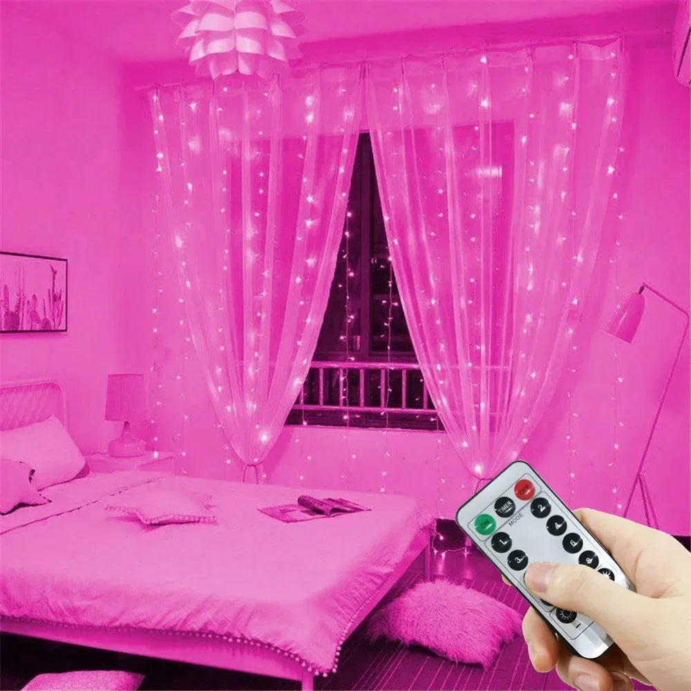 New Year 2026 Holiday Party Birthday Decoration LED 8 Mode Christmas Light USB Curtain String Light Wed ding Fairy Light Navidad